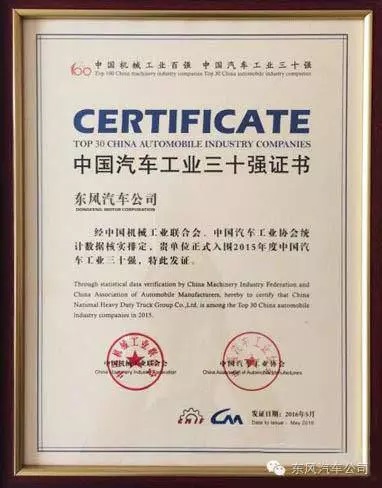 Dongfeng Motor входит в ТОП-3 лучших предприятий автомобильной промышленности Китая